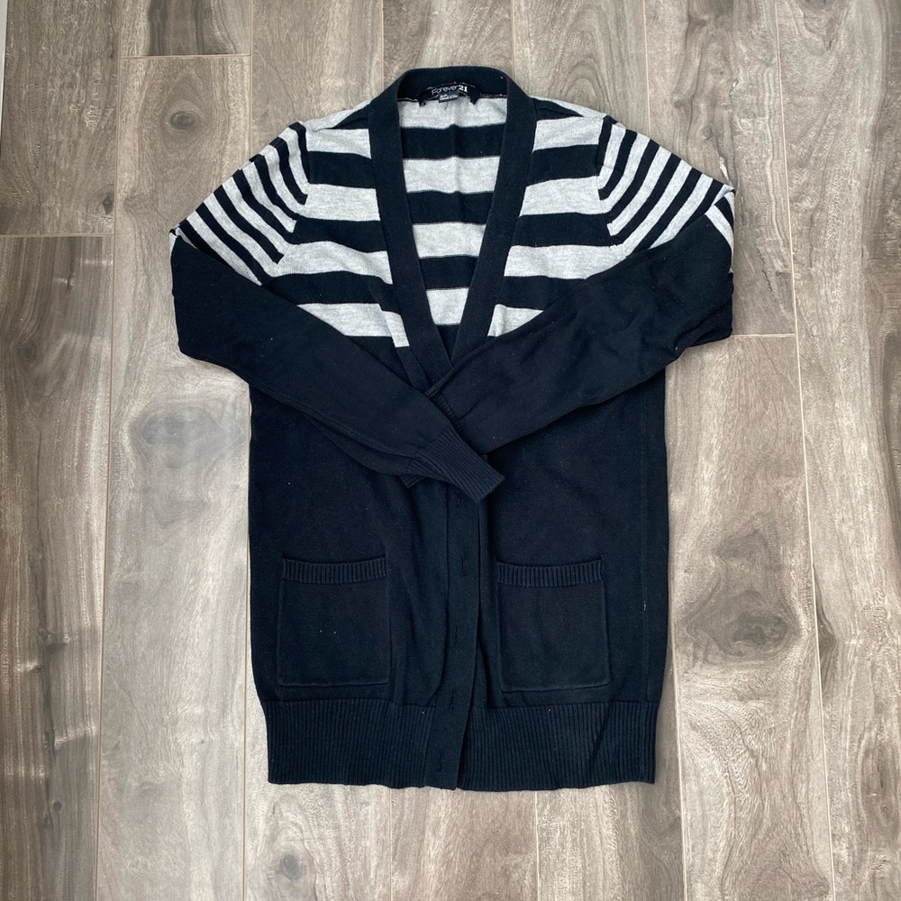 Women’s Forever 21 black and grey stripe cardigan